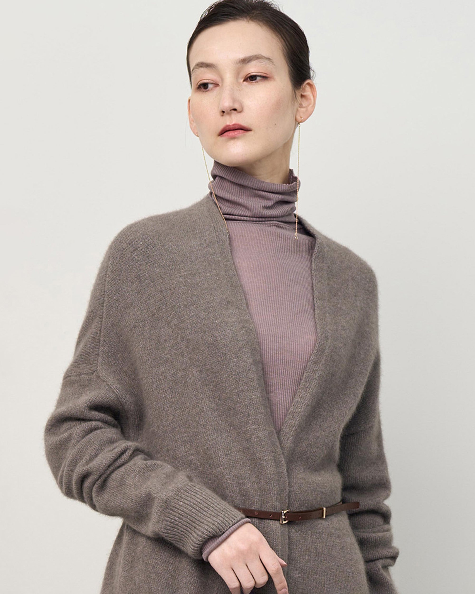 トゥジュー toujours カシミヤ混 タートルネック ニット F チャコール