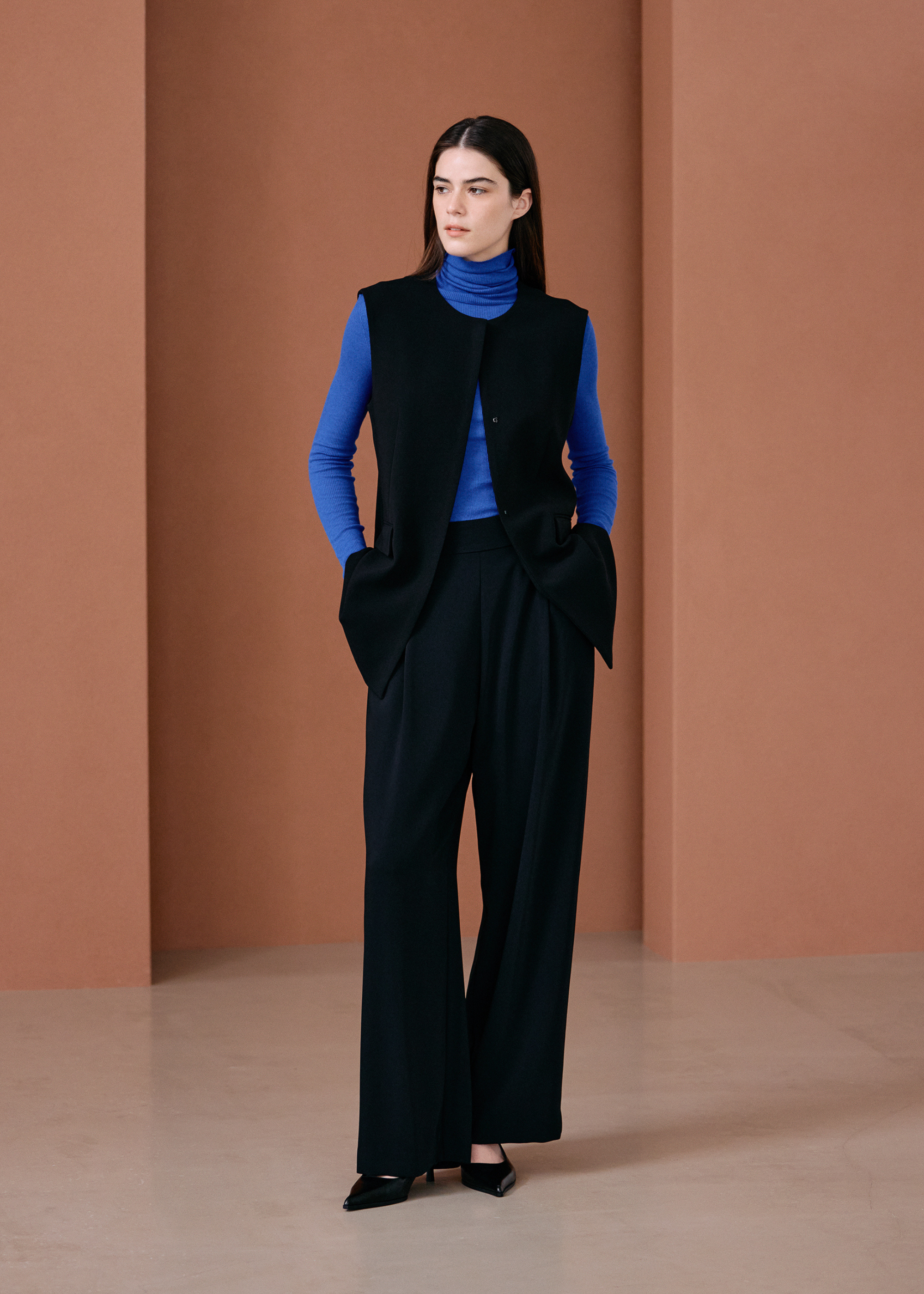 カシミヤ混タートルネックカットソー (3枚セット)