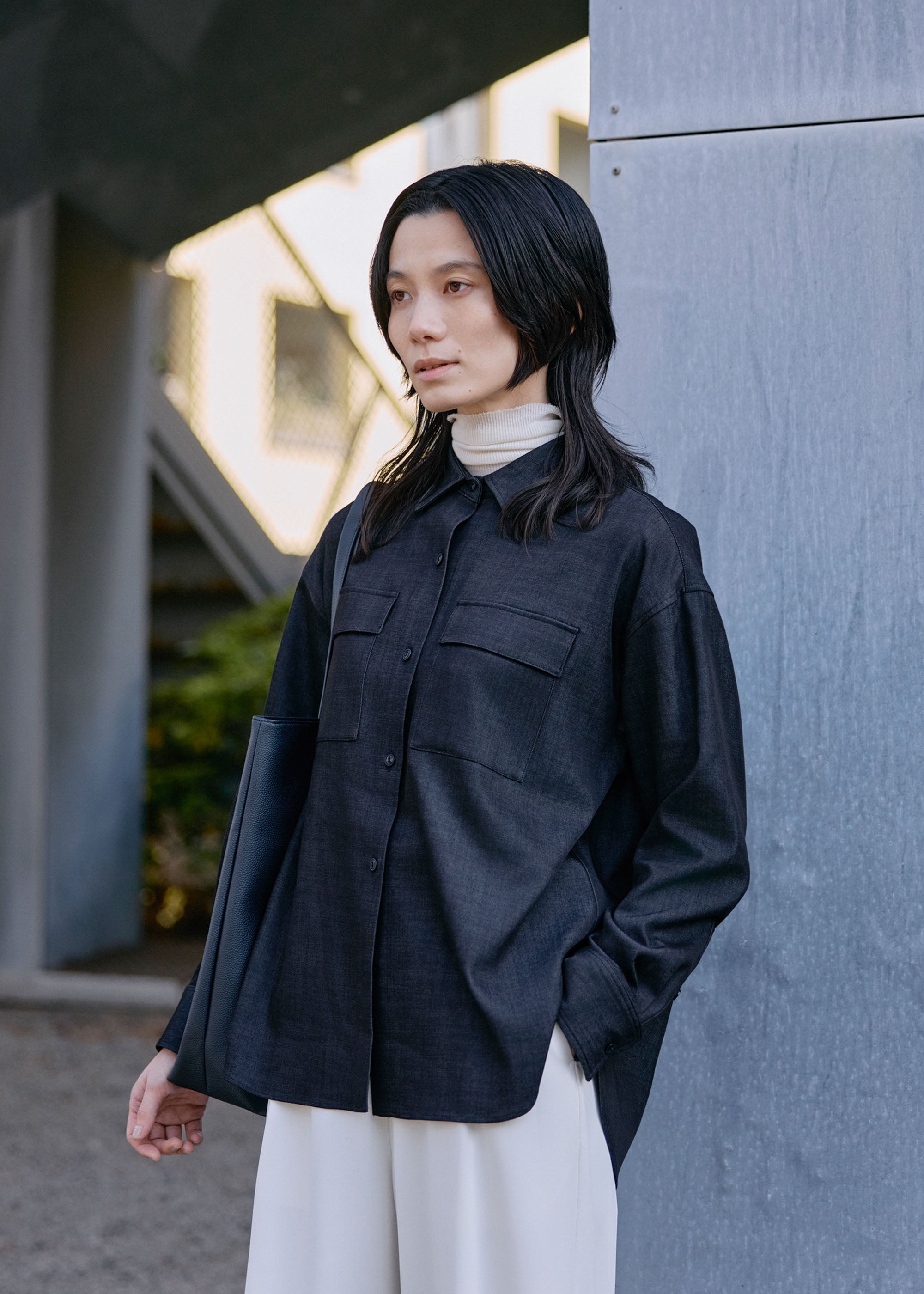 デニムライクシャツ