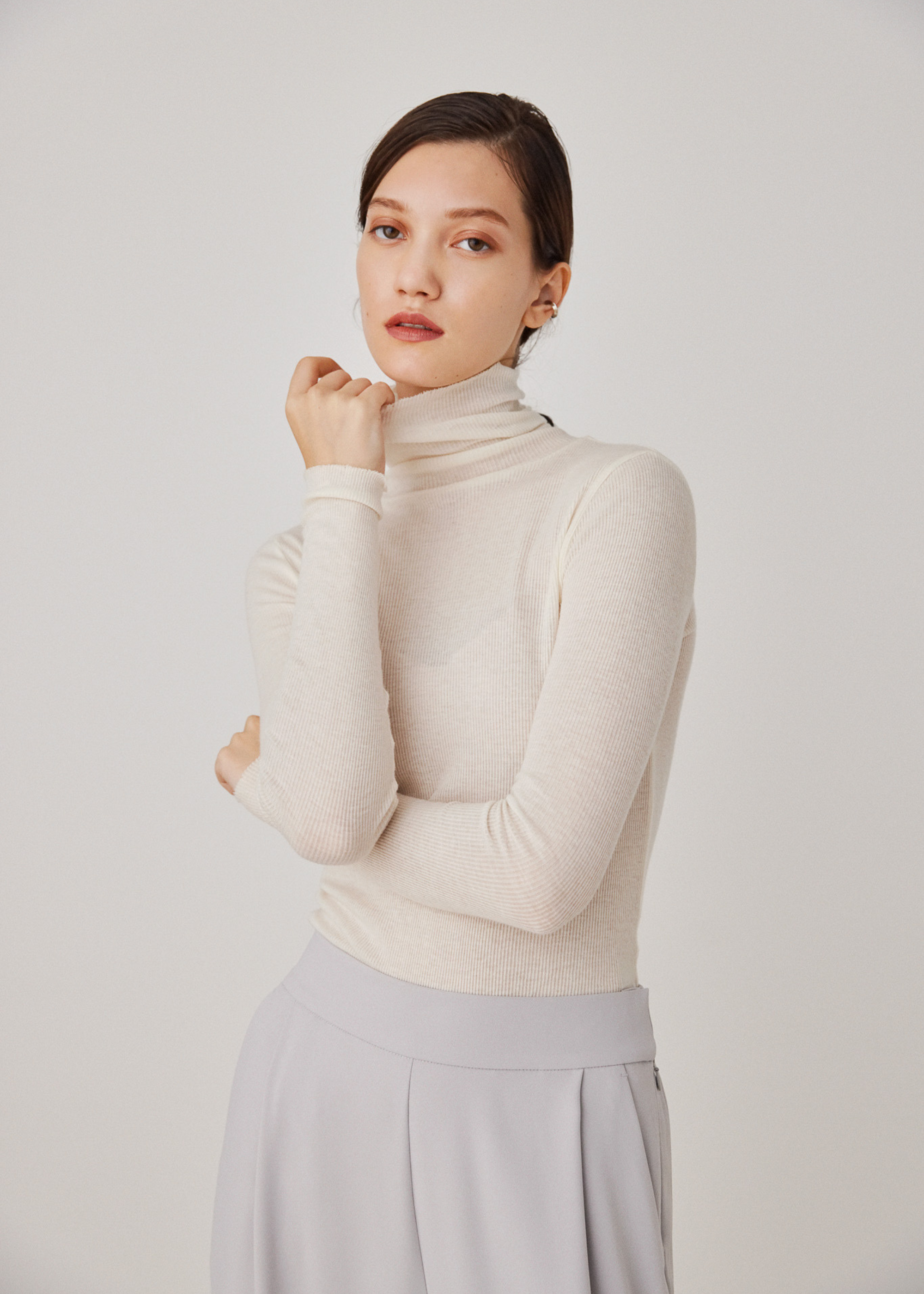 カシミヤ混タートルネックカットソー (3枚セット)