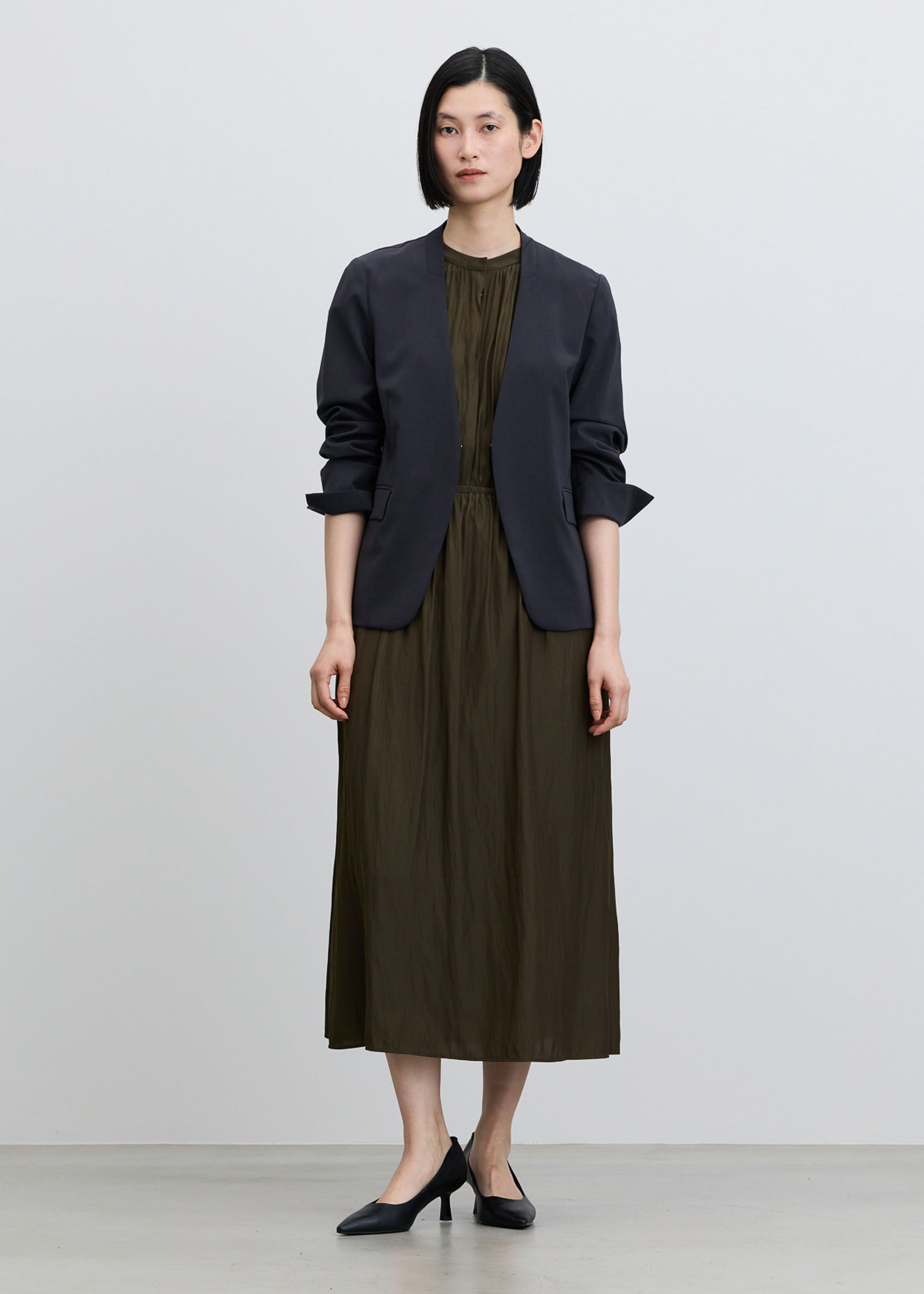 エアリーストレッチノーカラージャケット - SOÉJU online store｜上質
