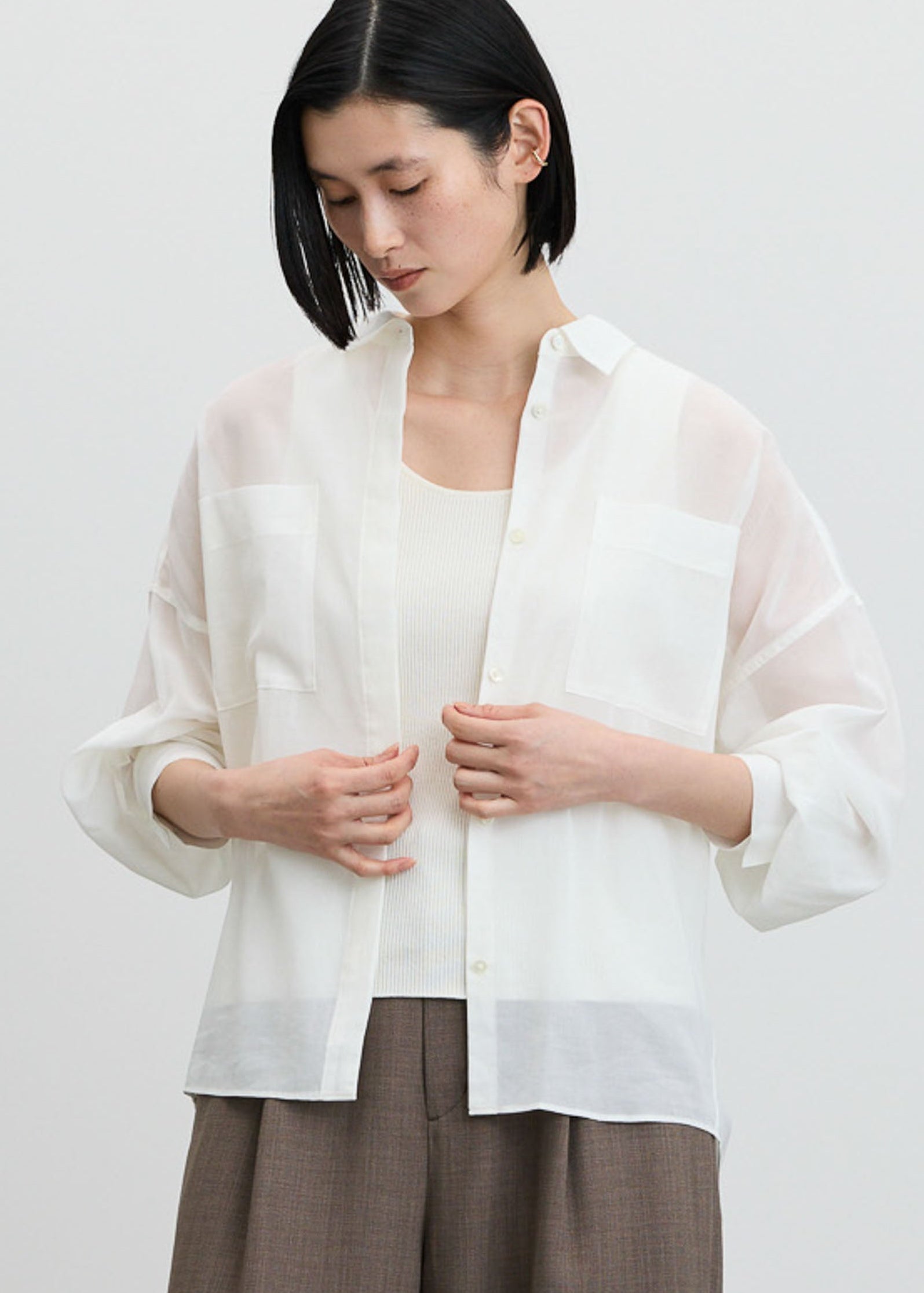 オーガニックコットンシアーシャツ - SOÉJU online store｜上質な大人