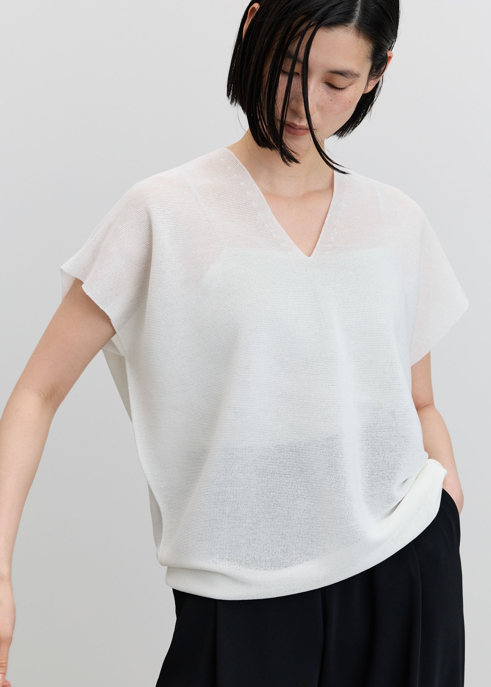 ブライトシアーショートスリーブコクーンニット- SOÉJU online store