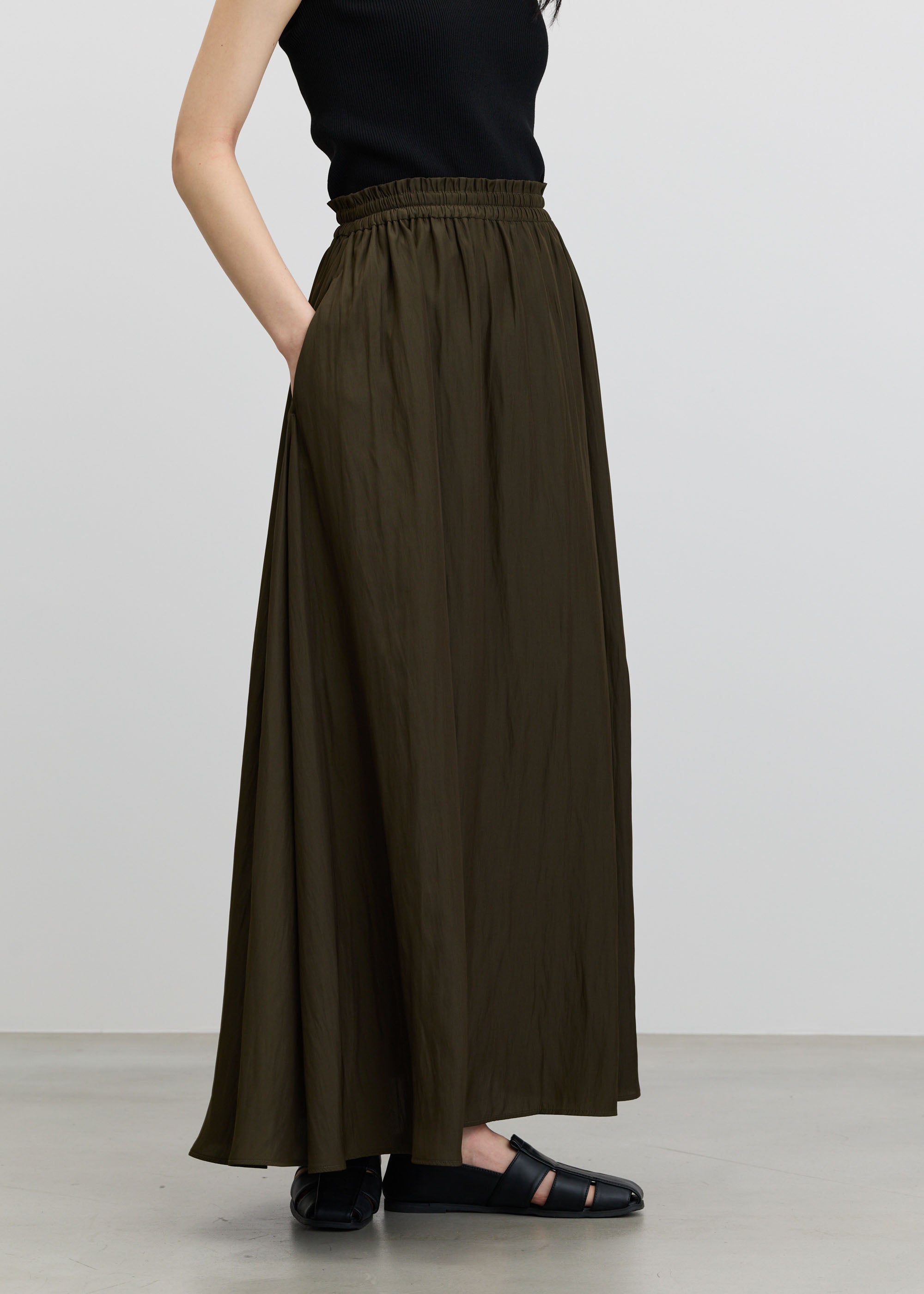 デシンギャザーロングスカート