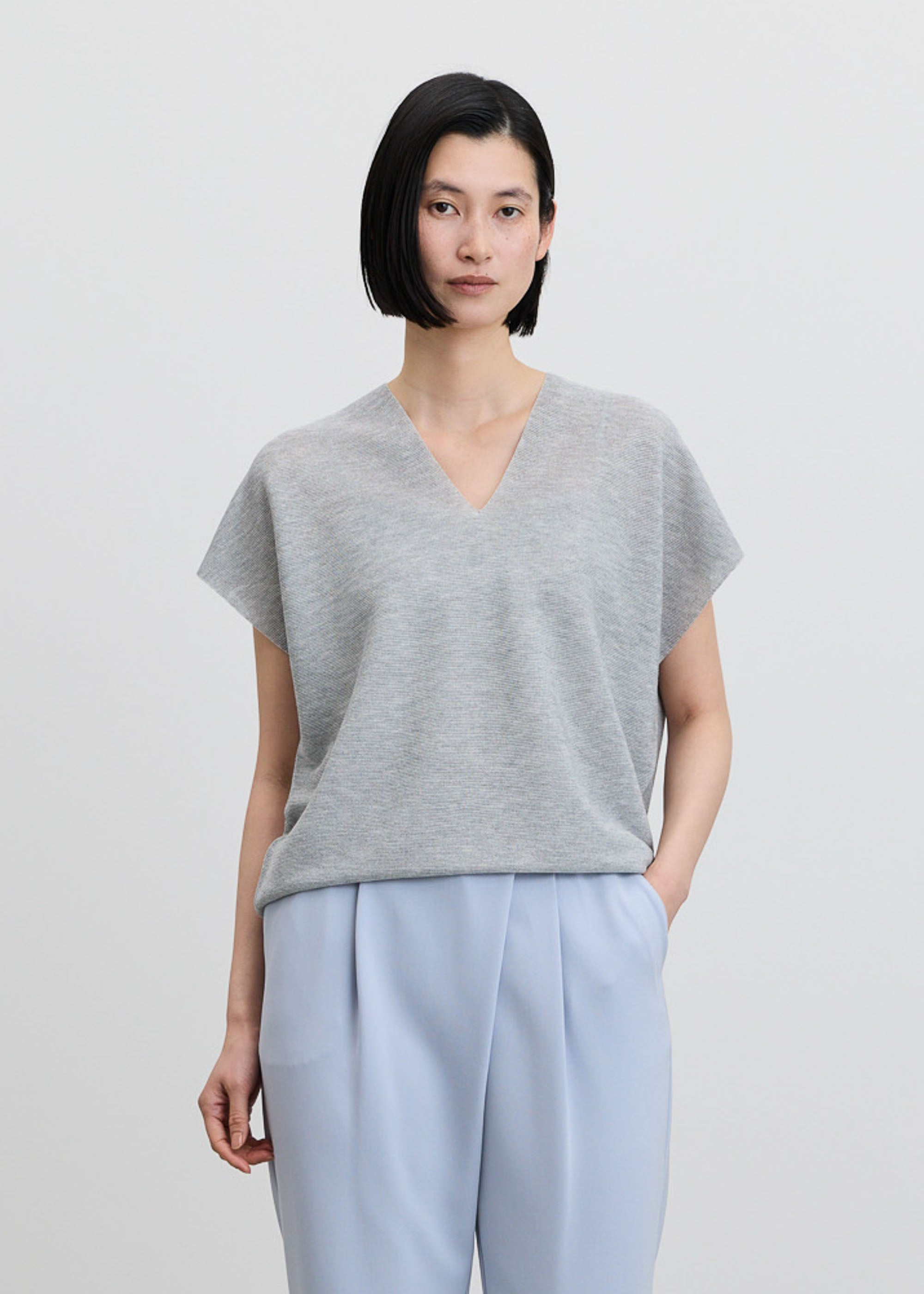 ブライトシアーショートスリーブコクーンニット