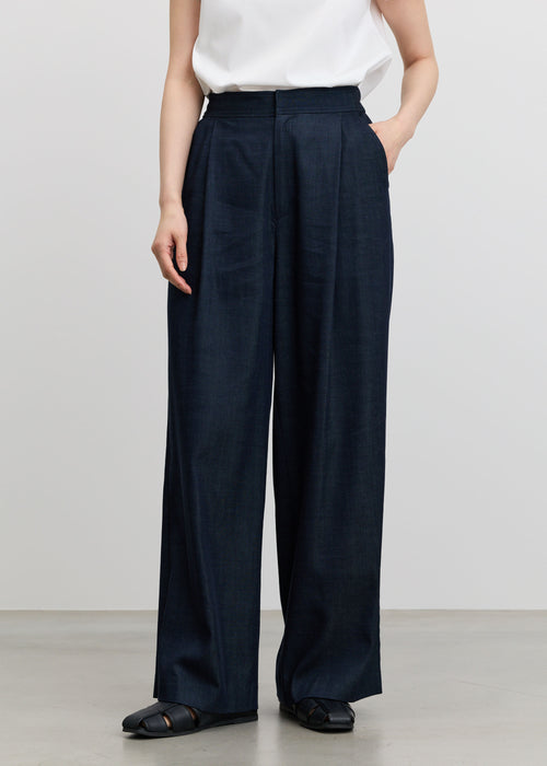 デニムライクタックワイドパンツ