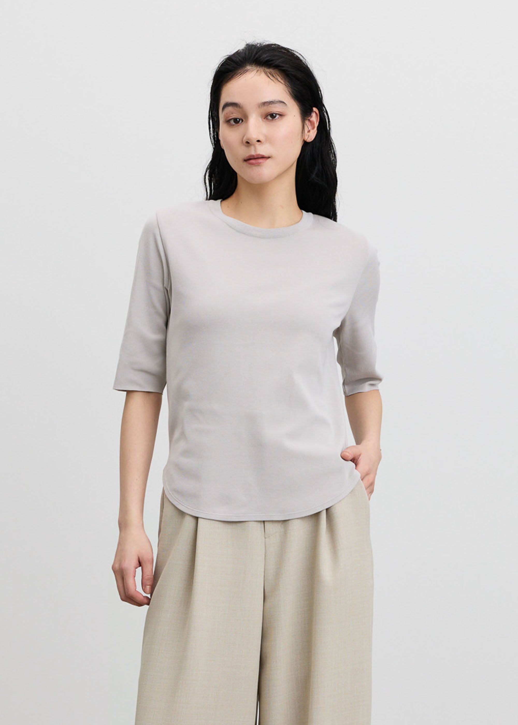 【SOEJU】ソージュ 5分袖 ニットソー カットソー M チャコールグレー SOEJU】ソージュ 5分袖 ニットソー カットソー M チャコールグレーの