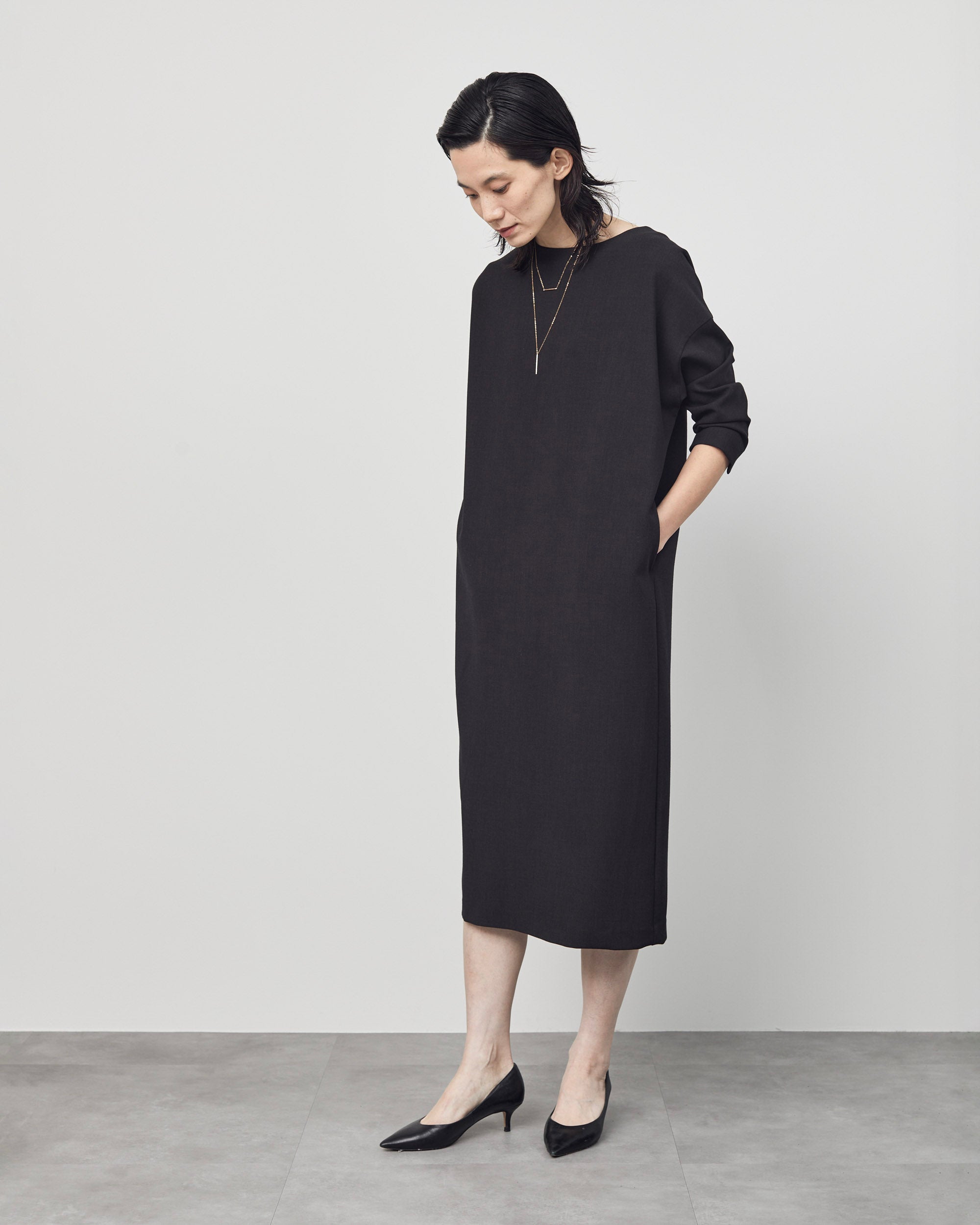 ウールライク9分袖ワンピース-SOÉJU online store｜上質な大人の女性の