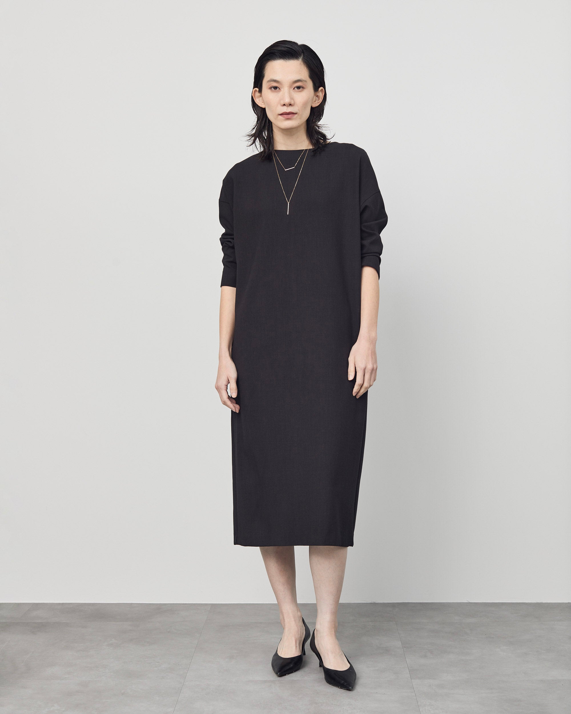 ウールライク9分袖ワンピース-SOÉJU online store｜上質な大人の女性の