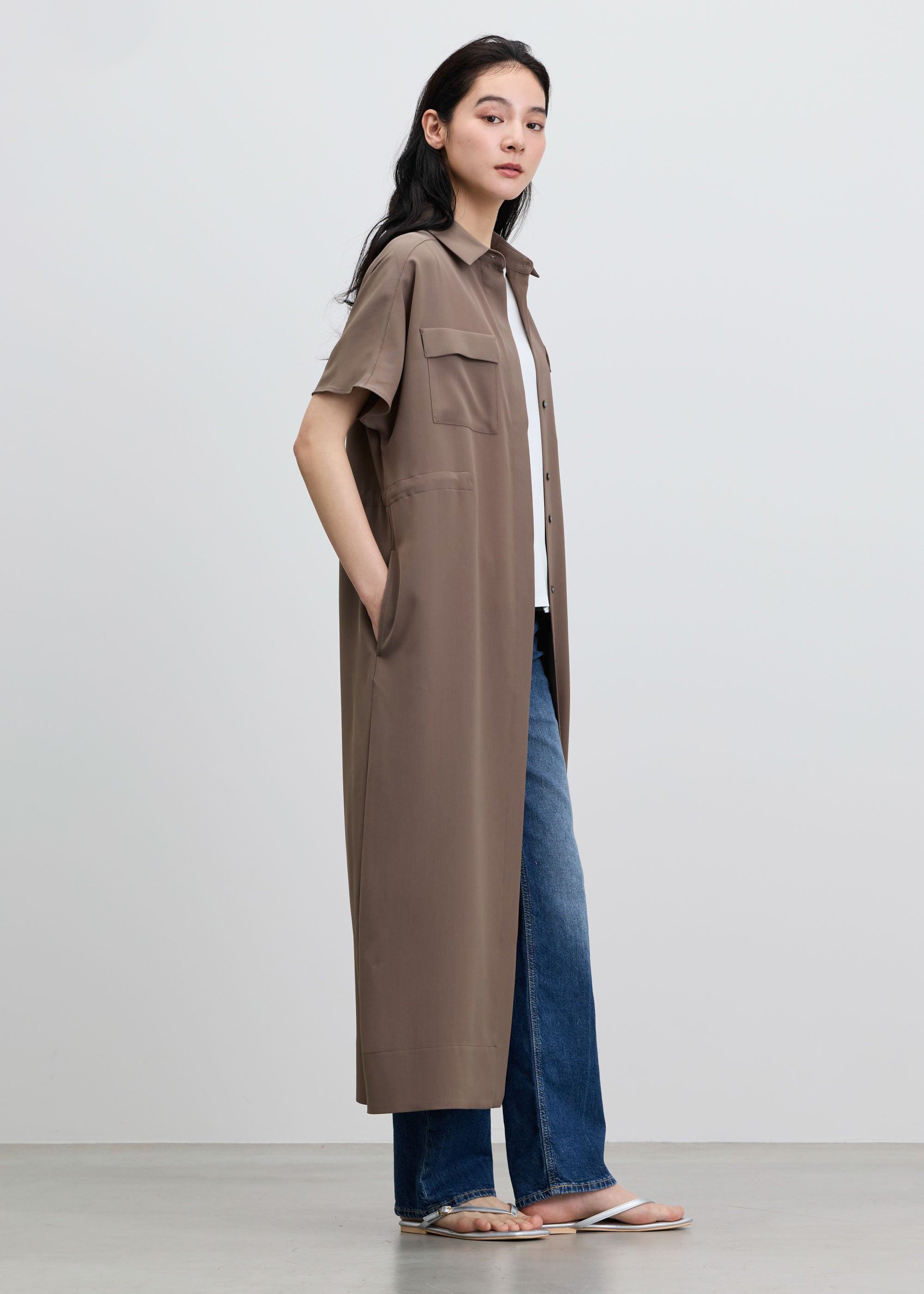 ロングシャツワンピース