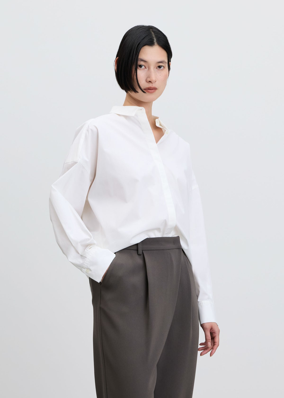 ソージュ SOEJU ショートスリーブコクーンブラウス シャツ 半袖 M 白 S 