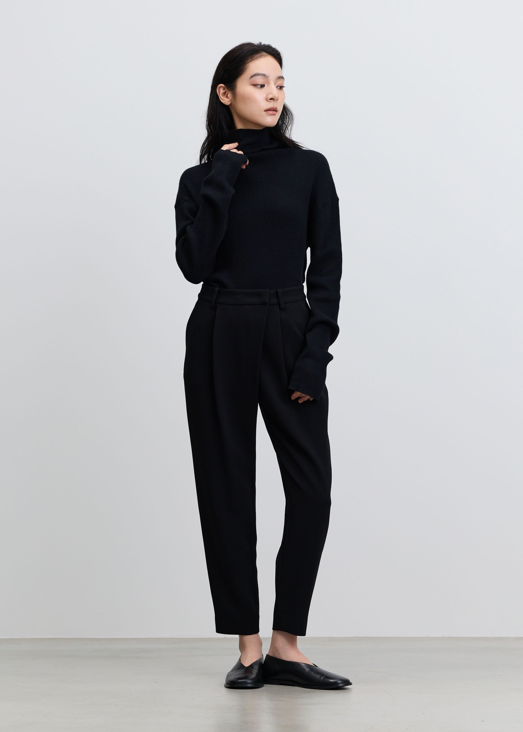カシミヤ混リブニットタートル