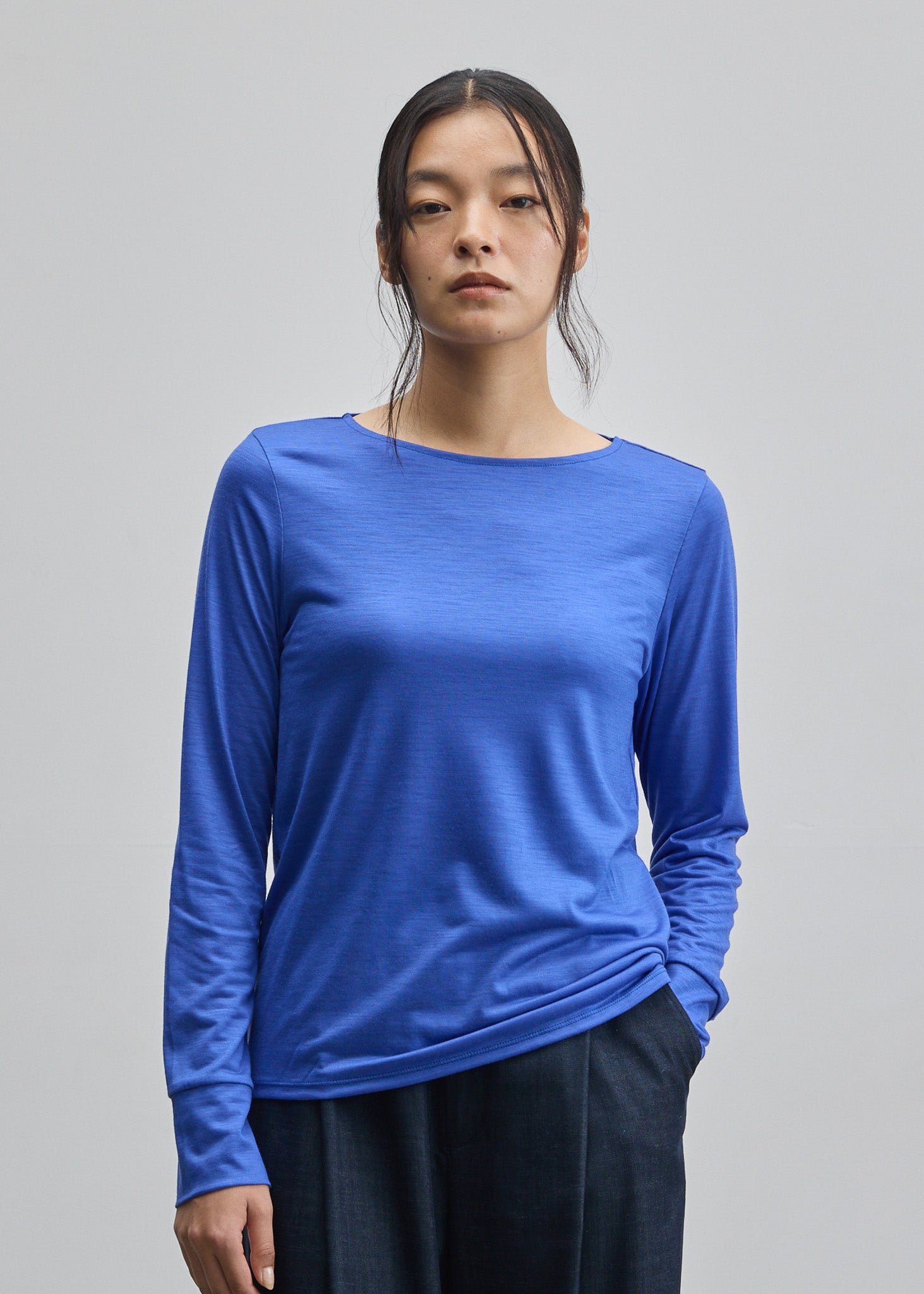 ソージュクリアウールカットソー　ブルーL クリアウールクルーネックカットソー - SOÉJU online store｜上質な