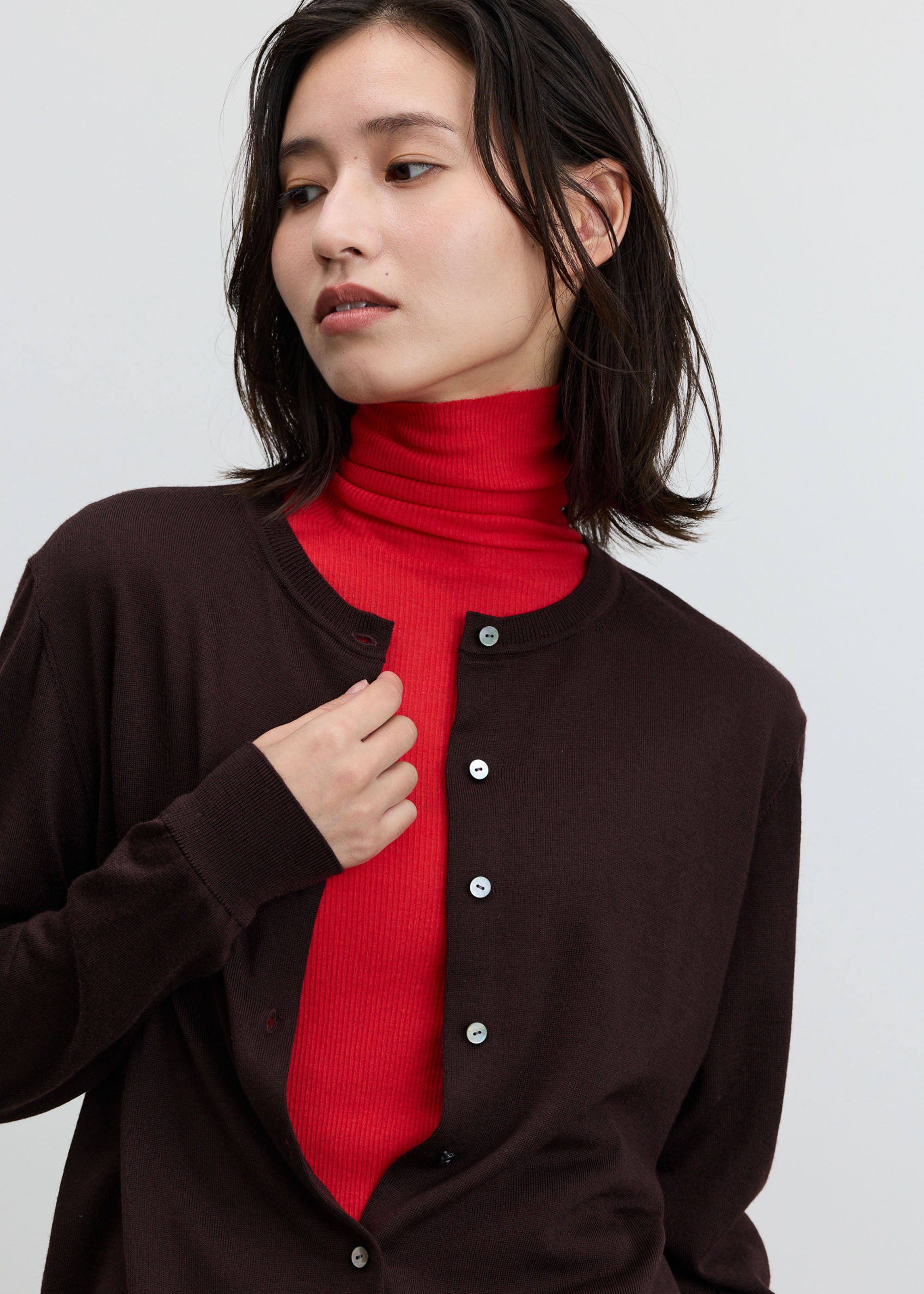 カシミヤ混タートルネックカットソー