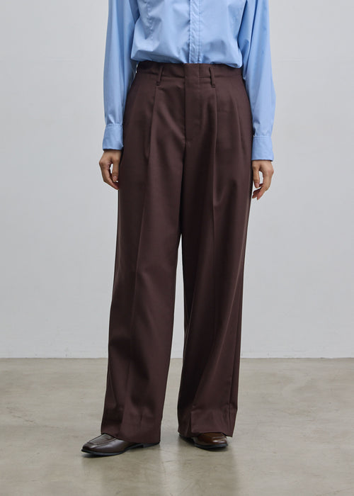 ウールツイルタックワイドストレートパンツ