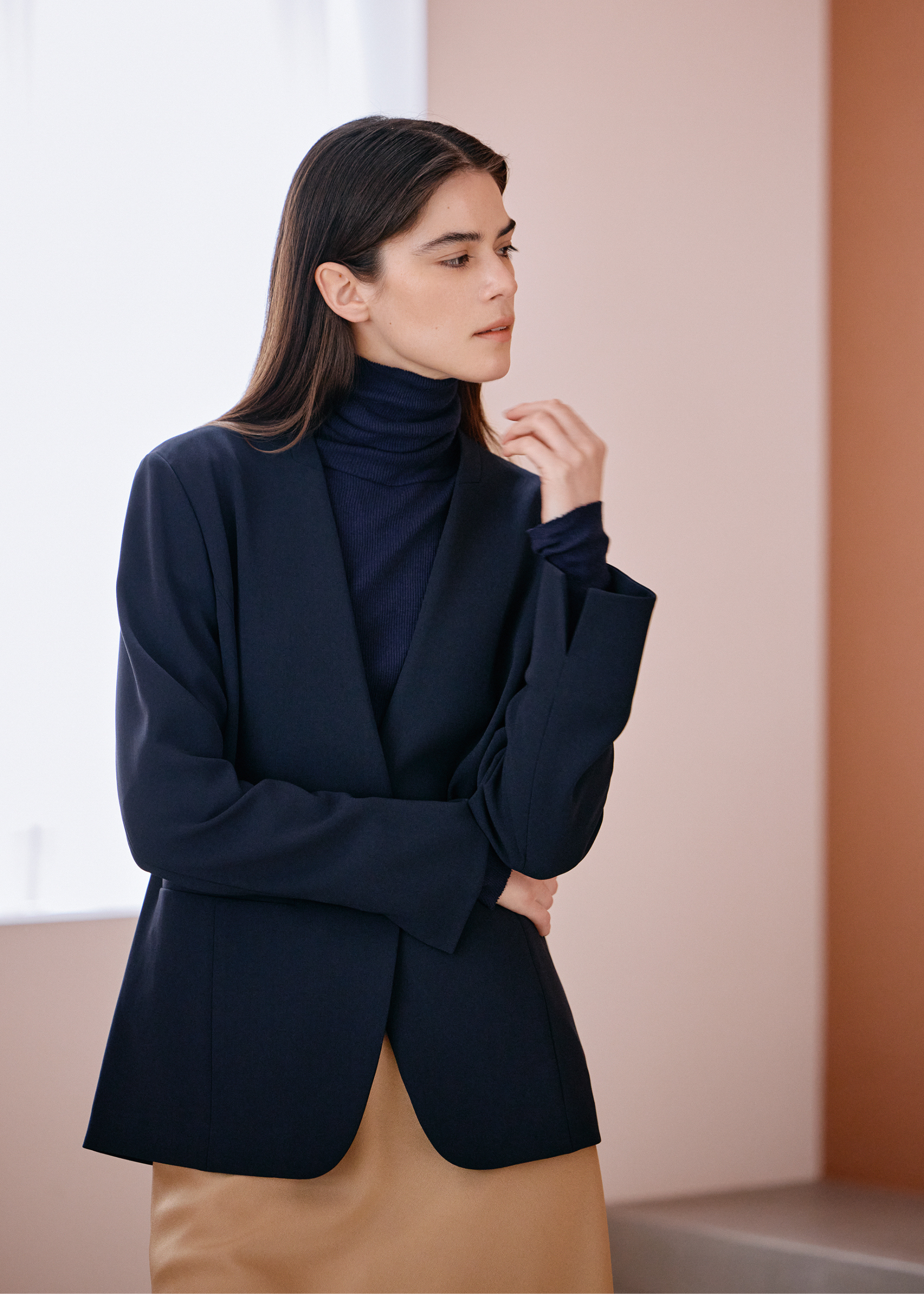 カシミヤ混タートルネックカットソー (3枚セット)