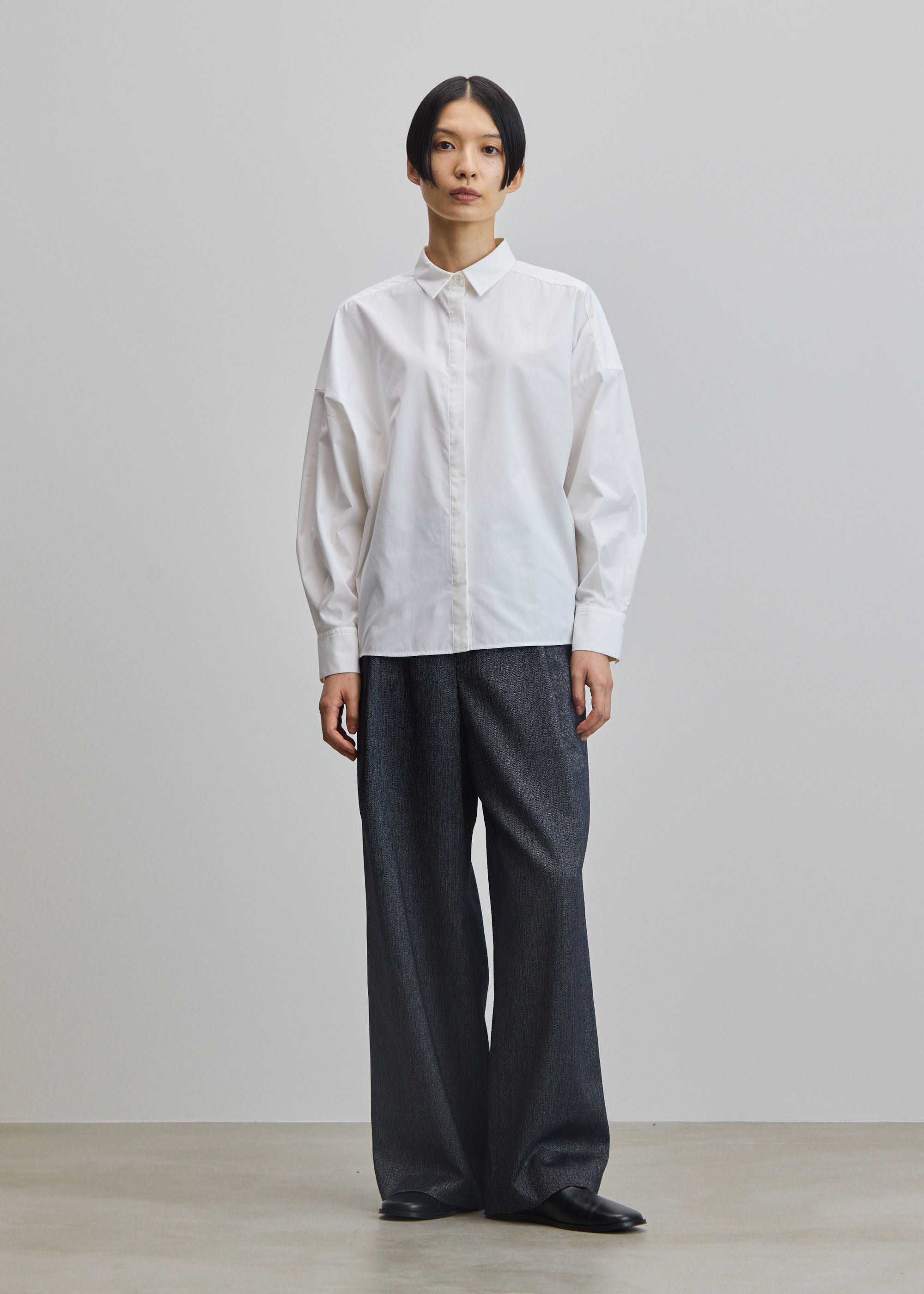 【美品】セール！ソージュ SOÉJU コクーンシャツ L BLUE Mサイズ コクーンシャツ - SOÉJU online store｜上質な大人の女性のため