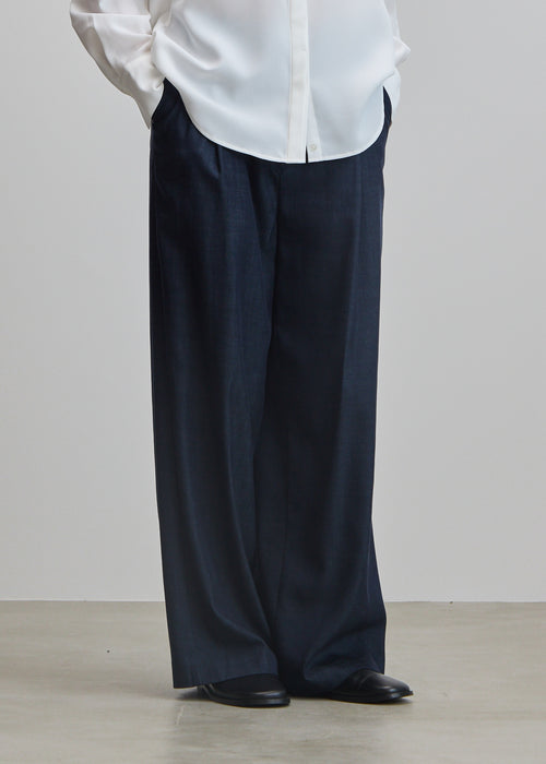 デニムライクタックワイドパンツ