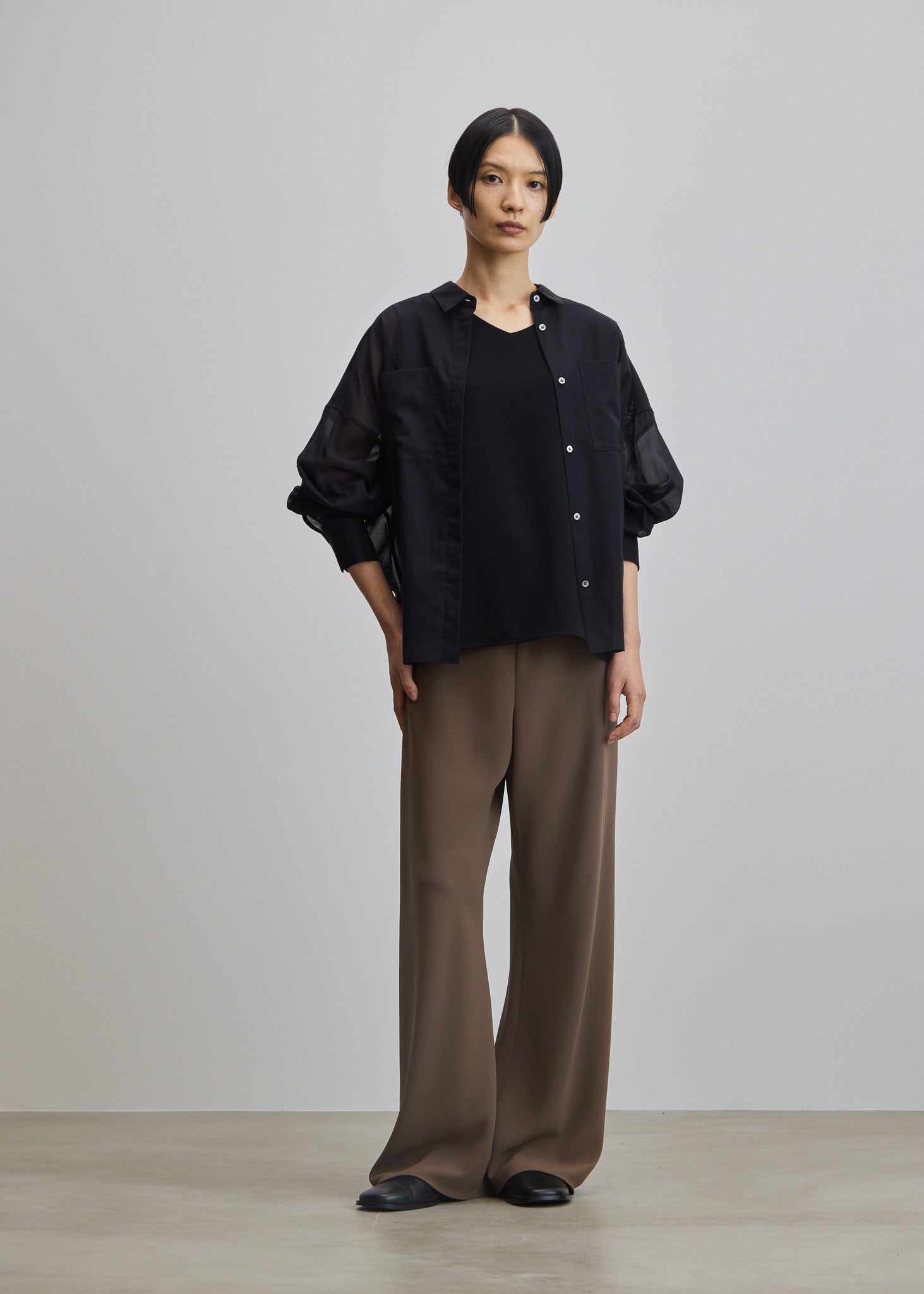 SOÉJU ソージュ オーガニックコットン シアーシャツ ダークネイビー 濃紺 オーガニックコットンシアーシャツ - SOÉJU online store｜上質