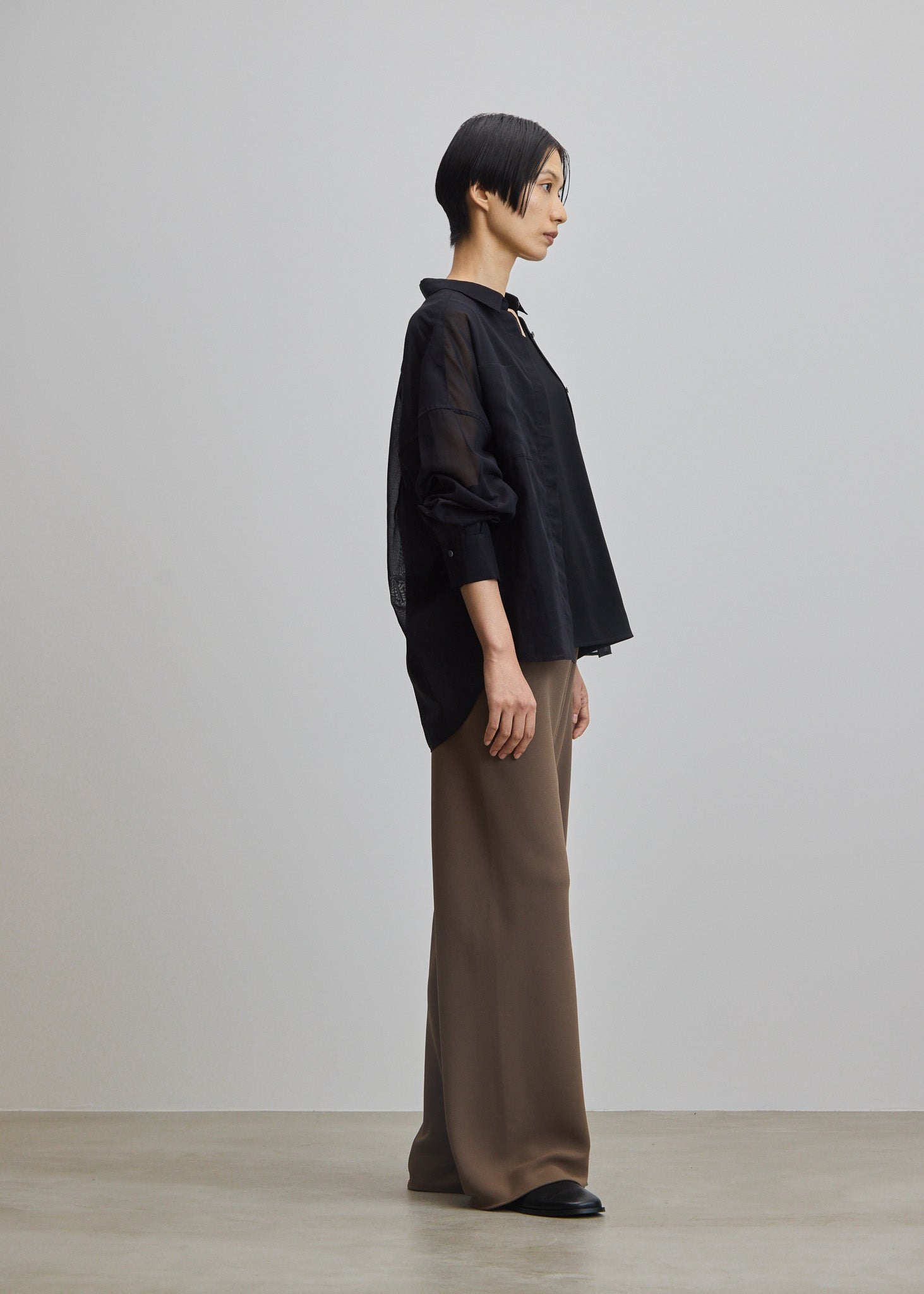 SOÉJU ソージュ オーガニックコットン シアーシャツ ダークネイビー 濃紺 オーガニックコットンシアーシャツ - SOÉJU online store｜上質