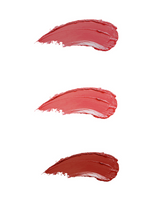 上から01 Plum Red、03 Berry Red、02 Petal Pink