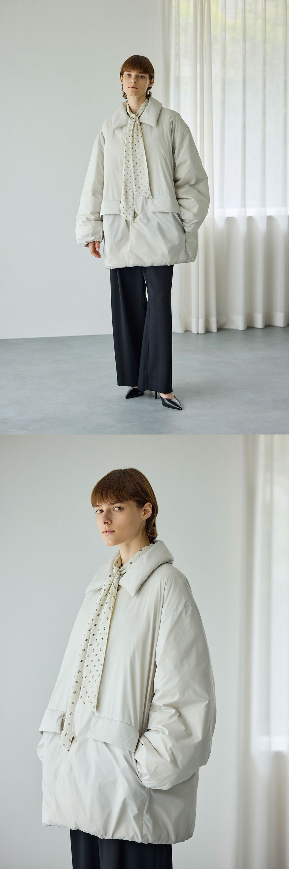 新品【ソージュ SOEJU】ジーロンラム ステンカラー コート アイボリー