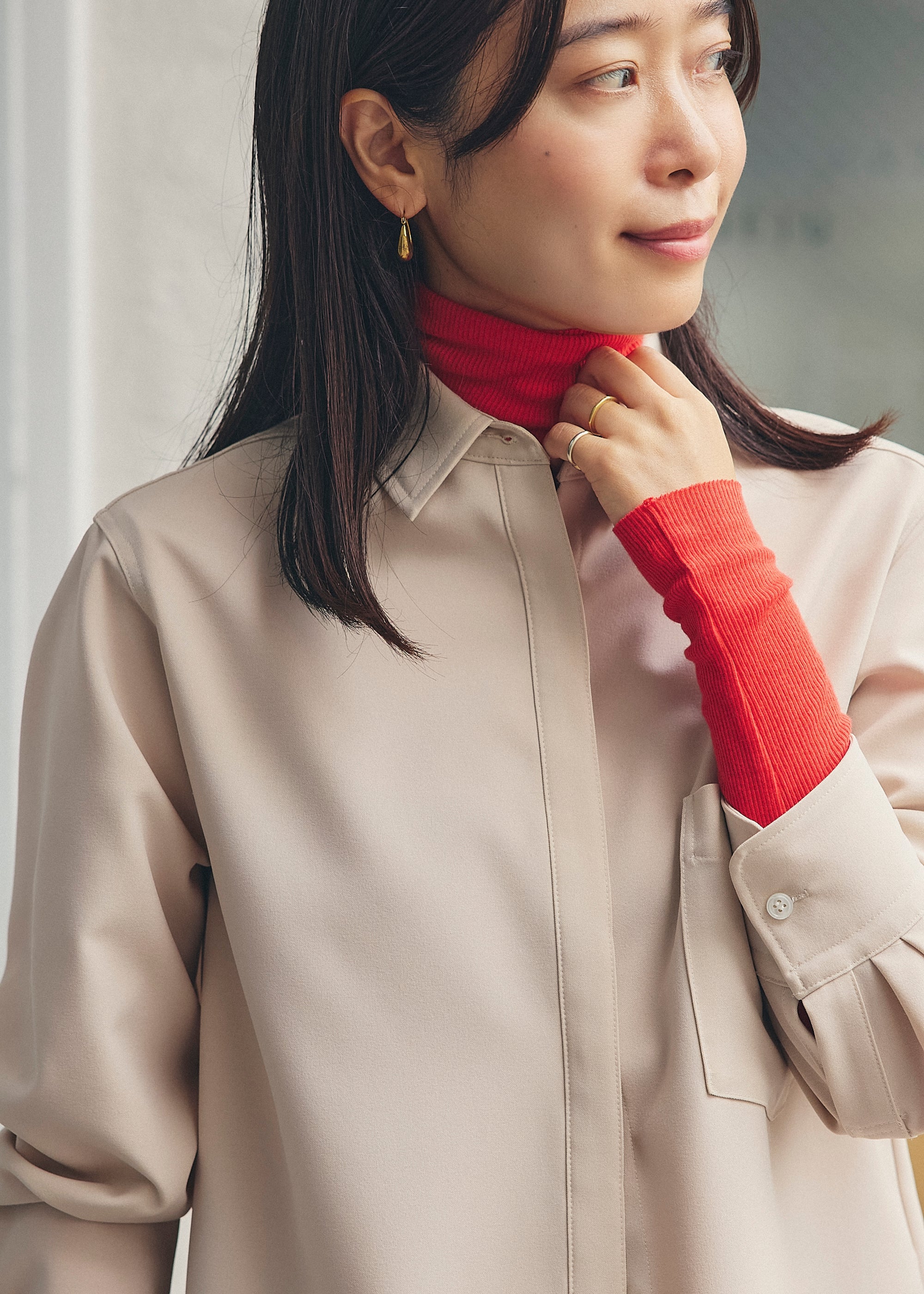 カシミヤ混タートルネックカットソー (3枚セット)