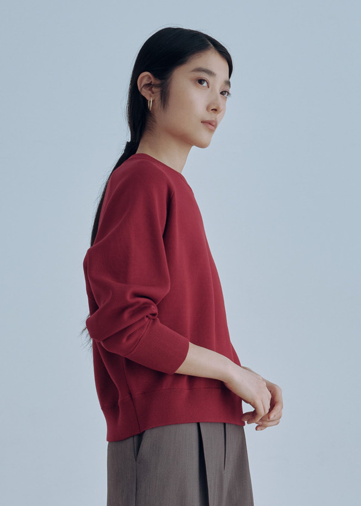 美フォルムクルーネックニットプルオーバー