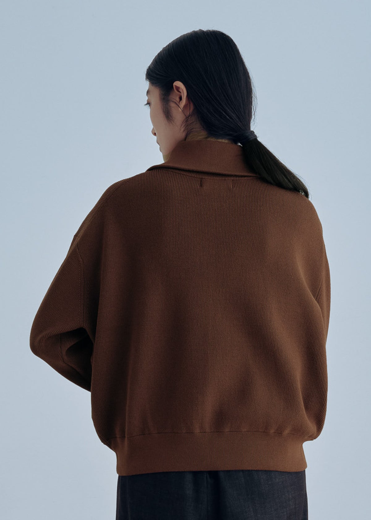 美フォルムダブルジップニット