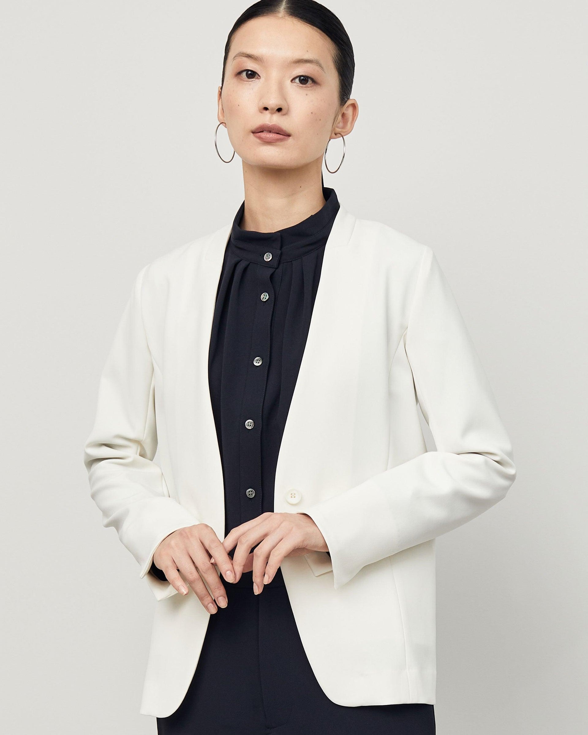 ストレッチファインノーカラージャケット - SOÉJU online store｜上質 