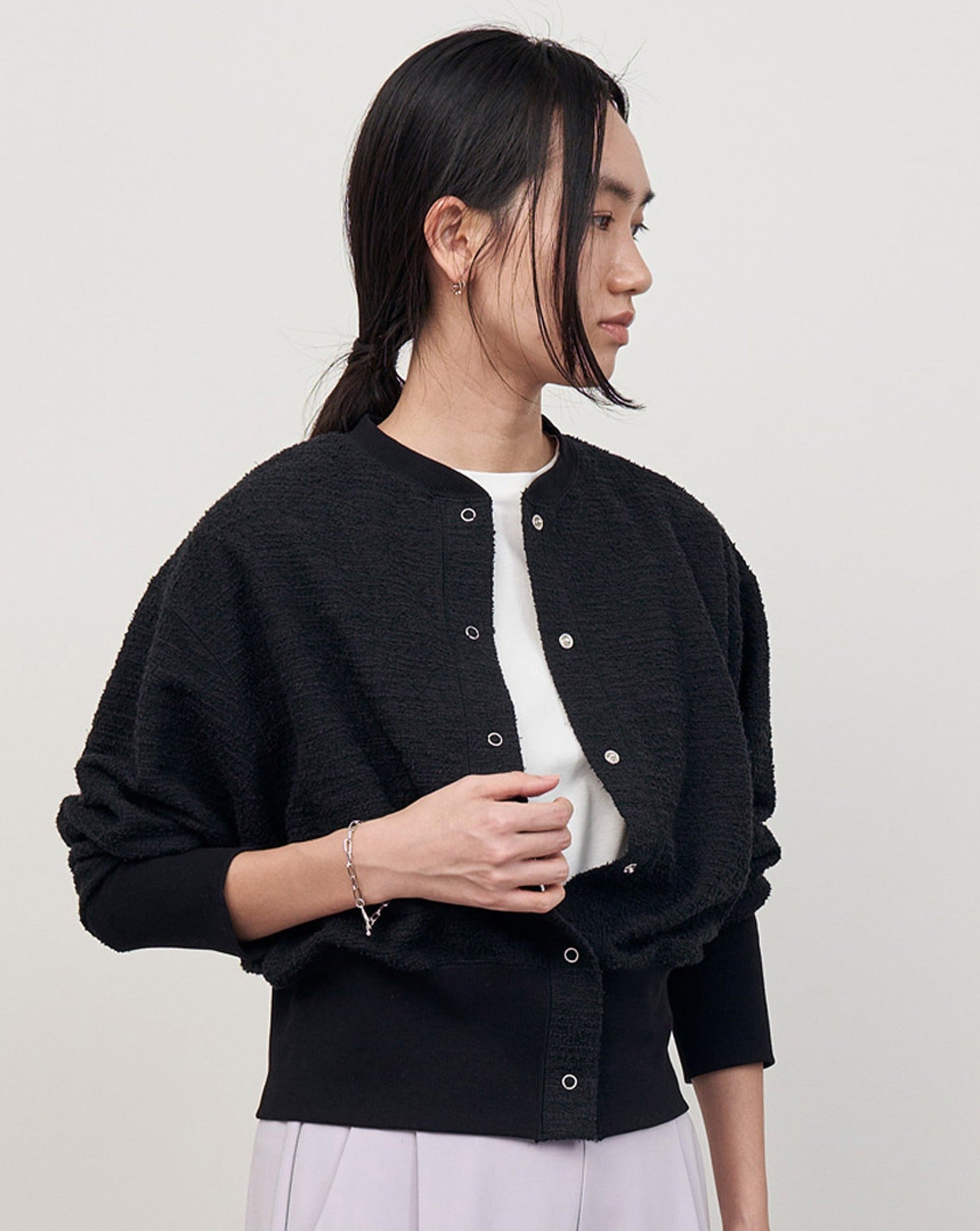 ブルゾンライクツィーディーカーディガン